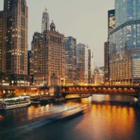 DuSable bridge at twilight, Chicago.